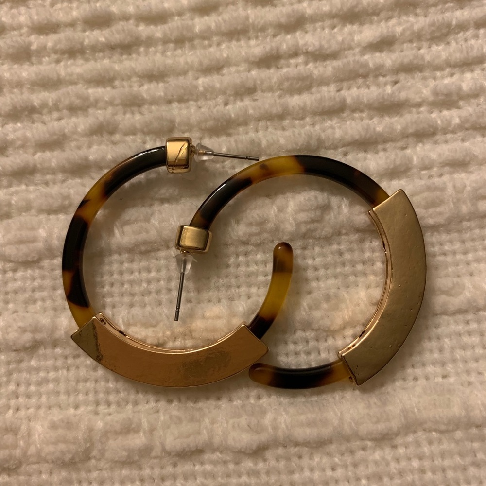 Leopard and gold tone earrings